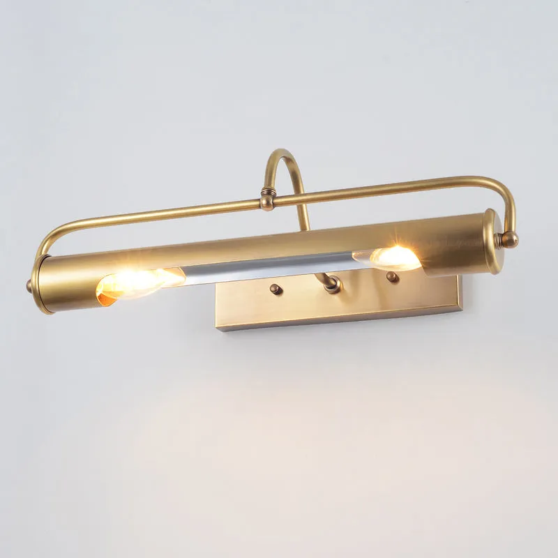 Luminaire linéaire pour meuble-lavabo de salle de bain, applique murale traditionnelle en métal doré à 2 lumières avec bra...
