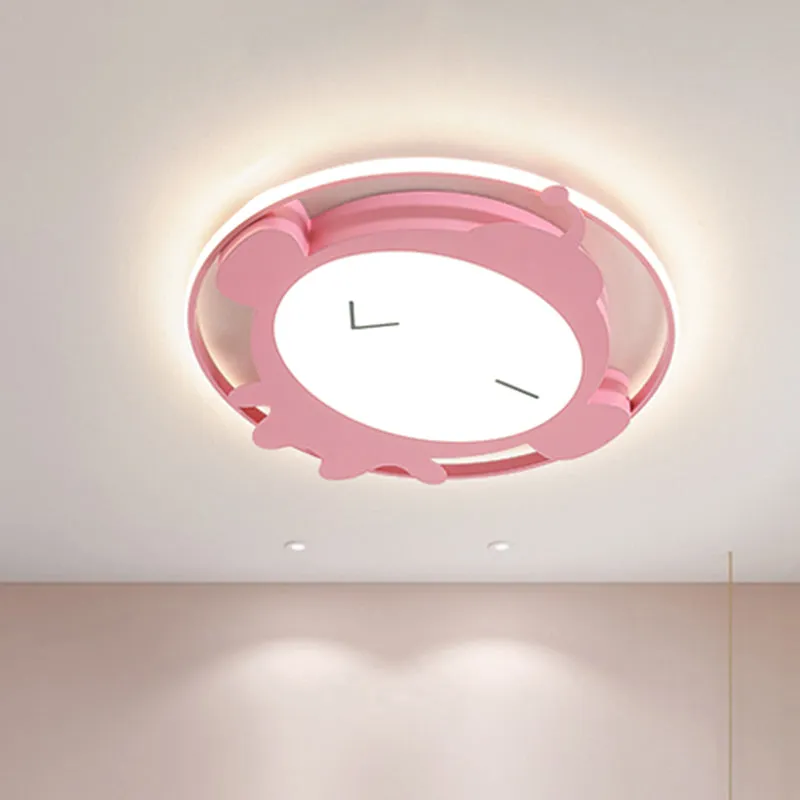 Luminaire monté au plafond en forme de singe, éclairage LED en acrylique de dessin animé pour chambre à coucher, rose/bleu...