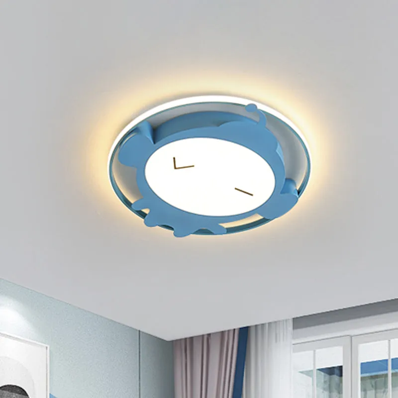 Luminaire monté au plafond en forme de singe, éclairage LED en acrylique de dessin animé pour chambre à coucher, rose/bleu...