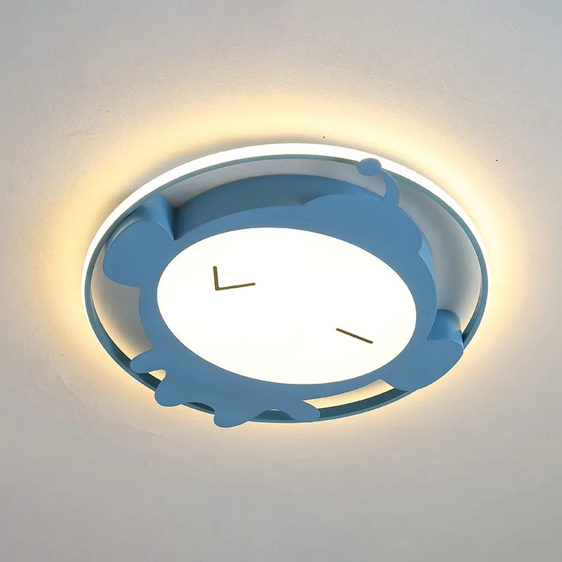 Luminaire monté au plafond en forme de singe, éclairage LED en acrylique de dessin animé pour chambre à coucher, rose/bleu...