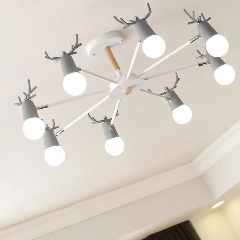 Luminaire monté au plafond en métal Antler Semi Mount Lighting Simplicity avec conception d'ampoule exposée Clearhalo