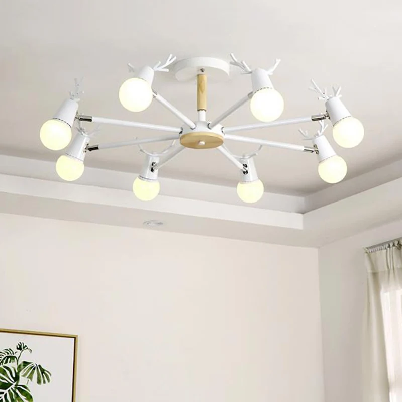 Luminaire monté au plafond en métal Antler Semi Mount Lighting Simplicity avec conception d'ampoule exposée Clearhalo