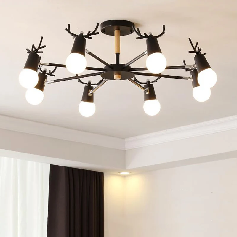 Luminaire monté au plafond en métal Antler Semi Mount Lighting Simplicity avec conception d'ampoule exposée Clearhalo