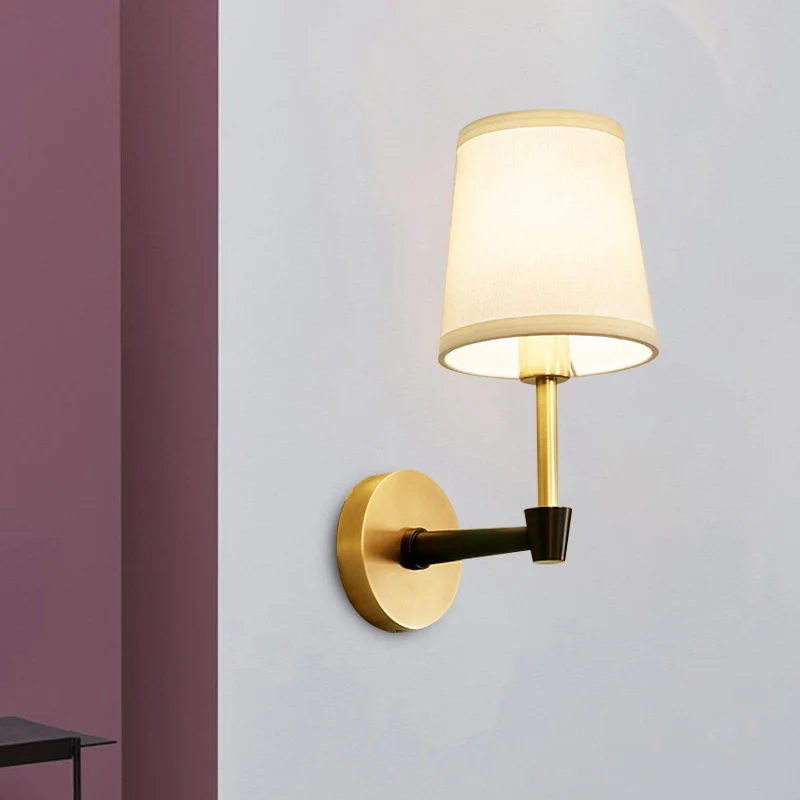 Luminaire mural conique traditionnel, applique murale en tissu à 1/2 ampoules, noir Clearhalo