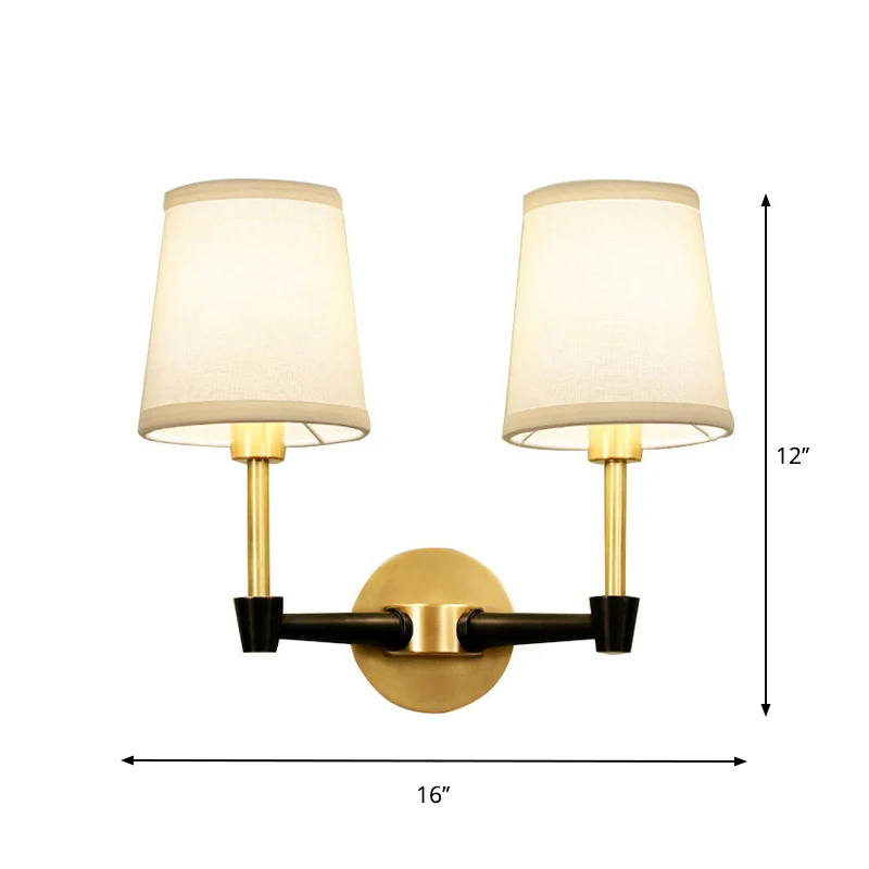 Luminaire mural conique traditionnel, applique murale en tissu à 1/2 ampoules, noir Clearhalo