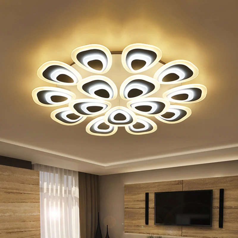 Luminaire de plafond en acrylique queue de paon, moderne, 3/5/9 lumières LED, lampe encastrée blanche, lumière chaude/blan...
