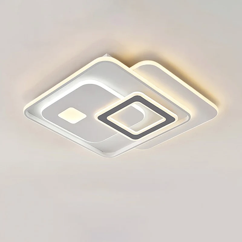 Luminaire de plafond en acrylique superposé, éclairage encastré à LED blanc contemporain pour chambre à coucher Clearhalo