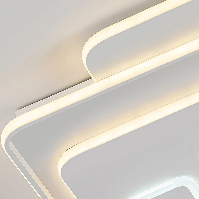 Luminaire de plafond en acrylique superposé, éclairage encastré à LED blanc contemporain pour chambre à coucher Clearhalo