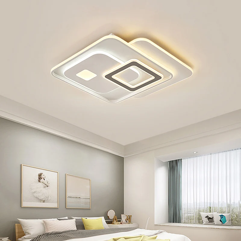 Luminaire de plafond en acrylique superposé, éclairage encastré à LED blanc contemporain pour chambre à coucher Clearhalo