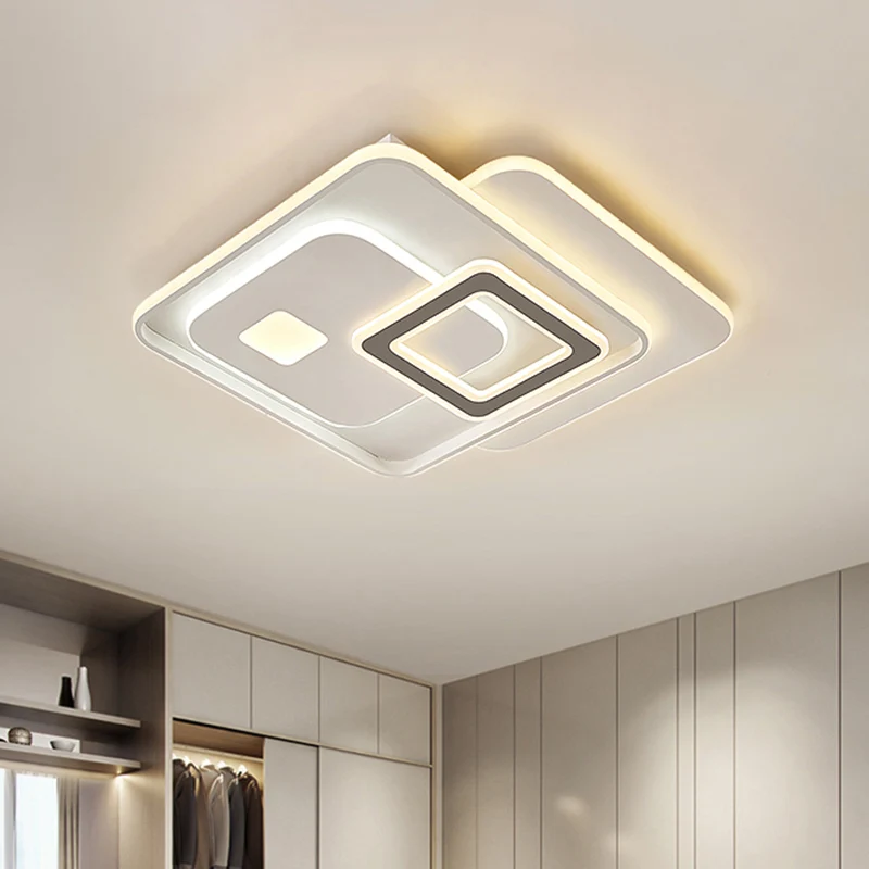 Luminaire de plafond en acrylique superposé, éclairage encastré à LED blanc contemporain pour chambre à coucher Clearhalo