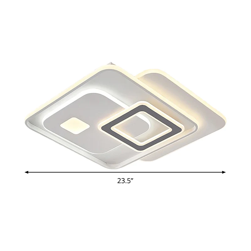Luminaire de plafond en acrylique superposé, éclairage encastré à LED blanc contemporain pour chambre à coucher Clearhalo