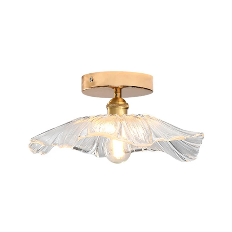 Luminaire de plafond en forme de fleur en verre, luminaire de style contemporain en or Clearhalo