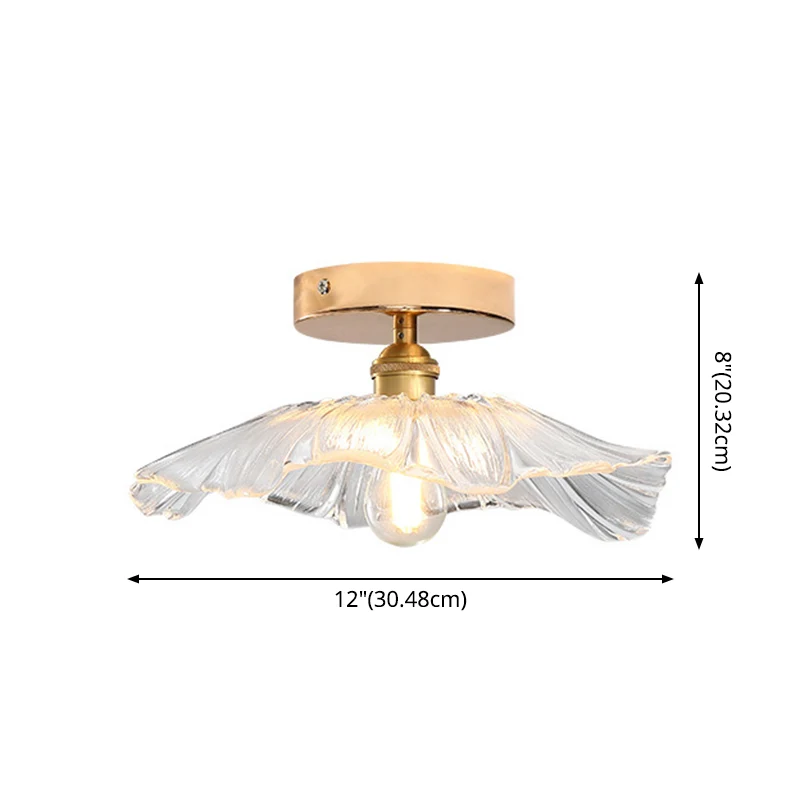 Luminaire de plafond en forme de fleur en verre, luminaire de style contemporain en or Clearhalo