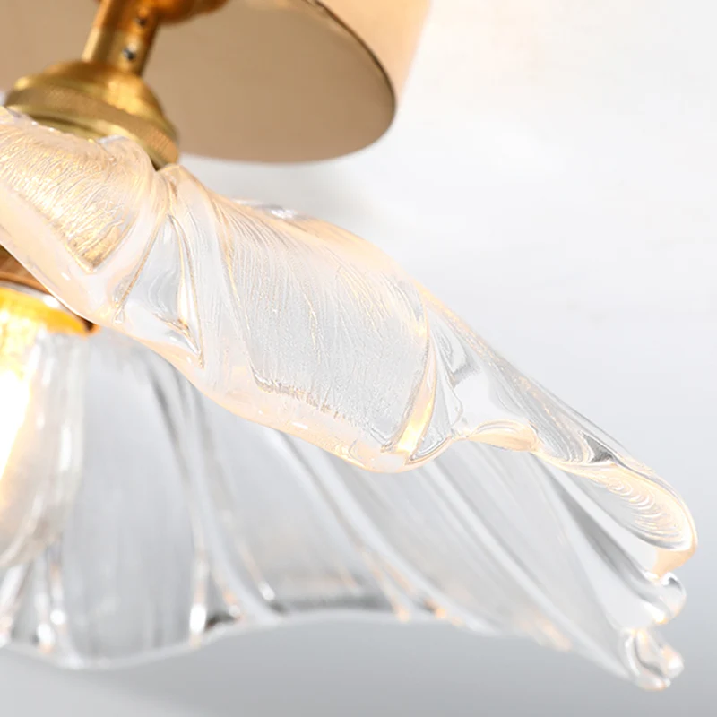 Luminaire de plafond en forme de fleur en verre, luminaire de style contemporain en or Clearhalo
