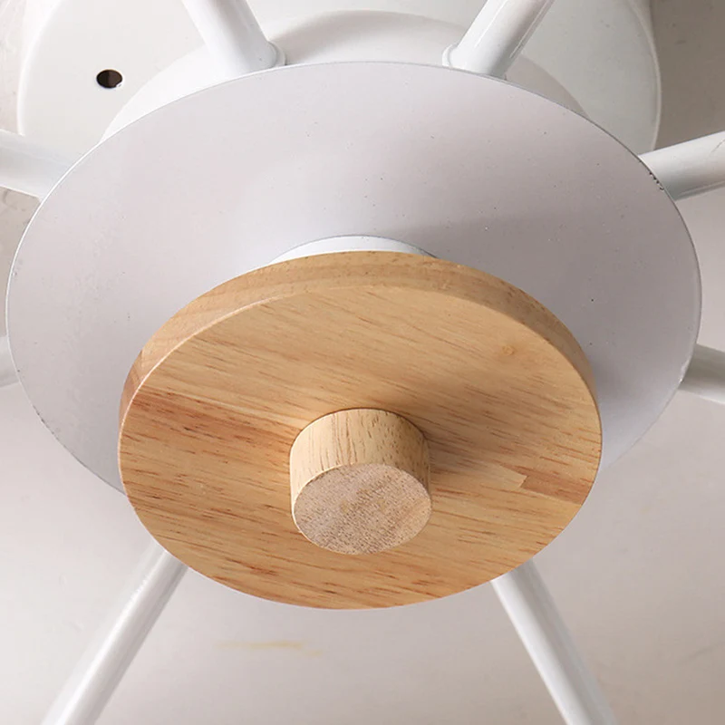 Luminaire semi-affleurant à seau Éclairage de plafond de salon en métal simple avec dessus en bois Clearhalo