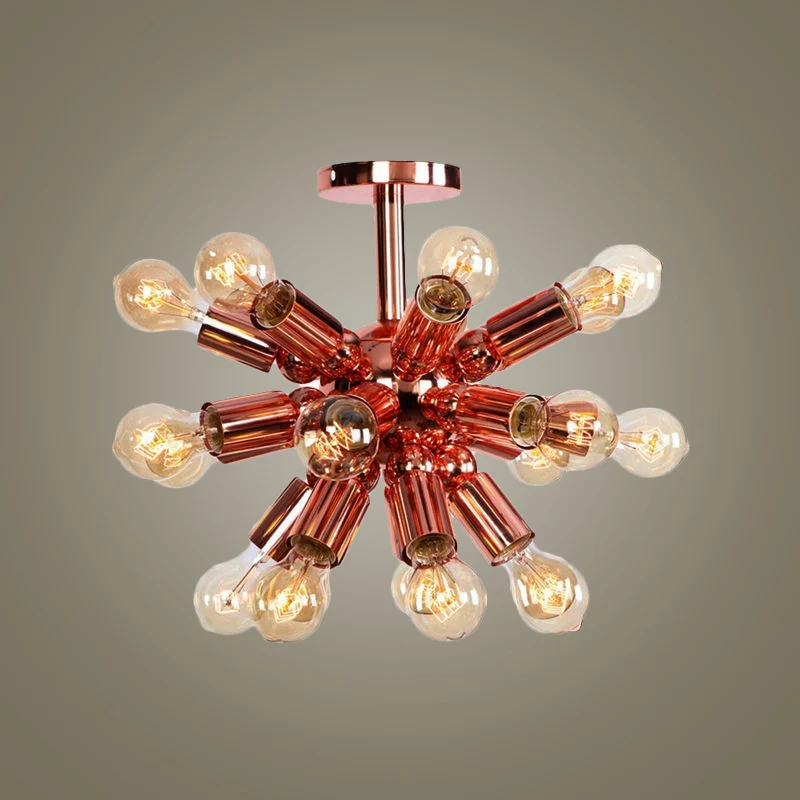 Luminaire Semi-affleurant Starburst à 6/9 lumières, finition cuivre Vintage, luminaire monté au plafond en métal pour cham...