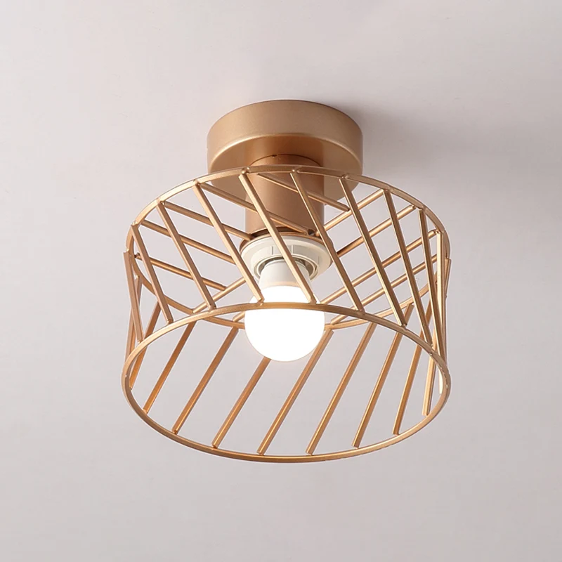 Luminaire semi-encastré à cage à tambour Moderniste en fer, lampe à encastrer pour couloir à 1 lumière en or Clearhalo
