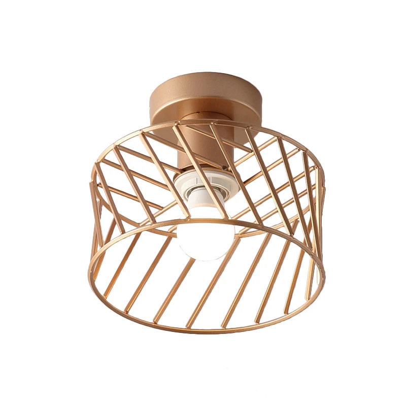 Luminaire semi-encastré à cage à tambour Moderniste en fer, lampe à encastrer pour couloir à 1 lumière en or Clearhalo