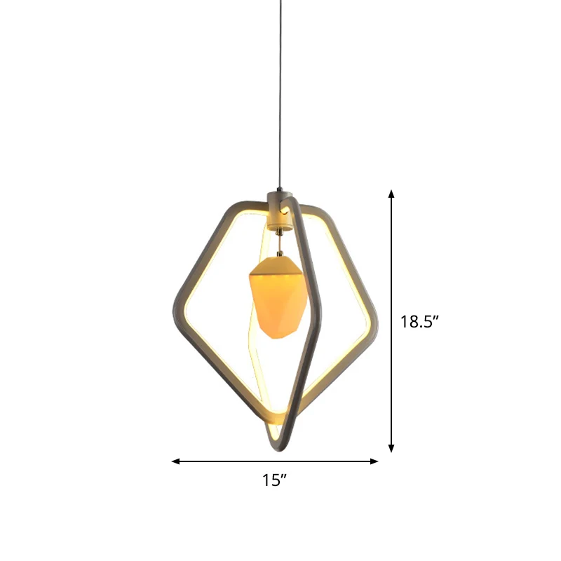 Luminaire suspendu en acrylique à double pentagone, lampe à Suspension LED blanche moderne avec pomme de pin à l'intérieur...