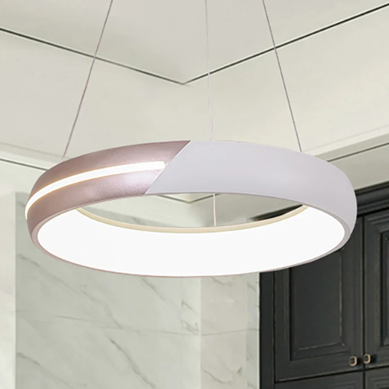 Luminaire suspendu à anneau en or Rose, luminaire LED moderne en métal pour salle à manger, 18 "/19"/21.5 "/30" de large C...