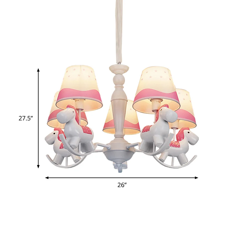 Luminaire suspendu cheval à bascule, lustre suspendu en tissu et en métal pour chambre à coucher Clearhalo