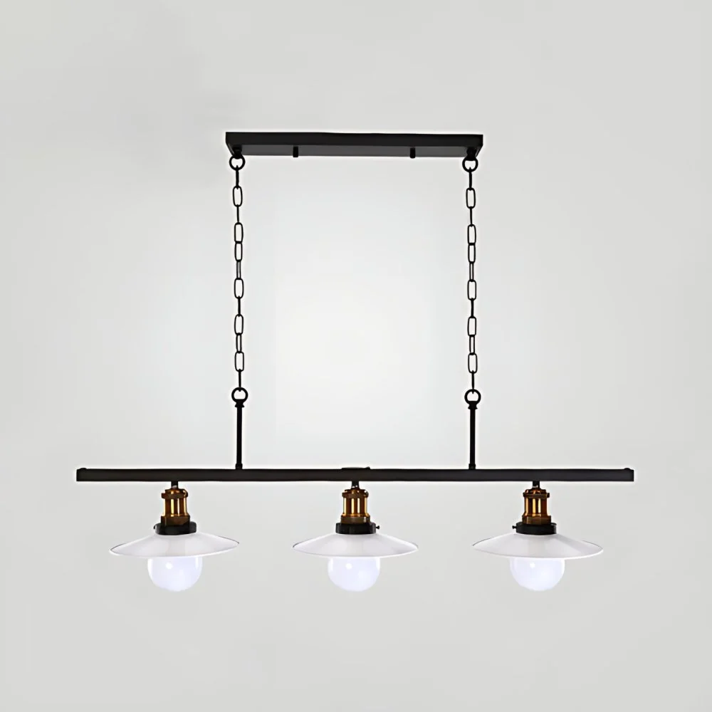 Luminaire suspendu conique en métal industriel à 2/3 lumières pour îlot de cuisine en blanc avec chaîne Clearhalo