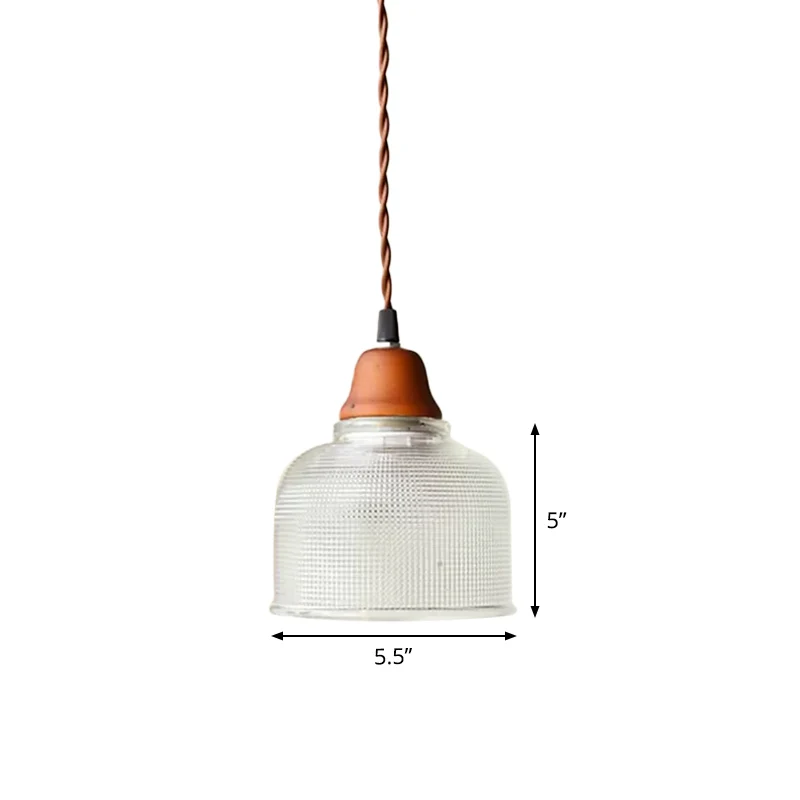 Luminaire suspendu Countryside Bowled, 5,5"/10,5" de large, 1 ampoule, plafonnier en verre à grille transparente, blanc Cl...