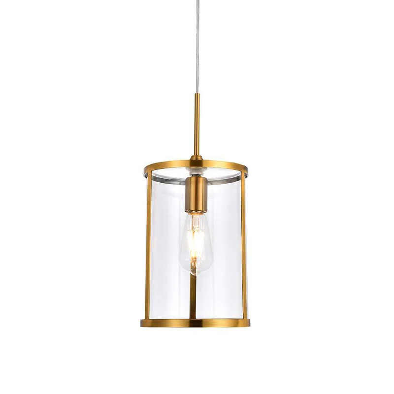Luminaire suspendu cylindrique en verre transparent, Kit de lampe suspendue moderne à 1 ampoule en or/Nickel pour le salon...