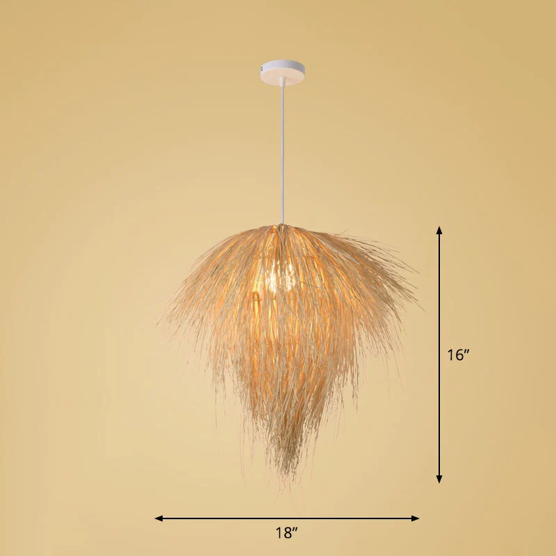 Luminaire suspendu fait main en bambou Simplicity à 1 ampoule en bois Clearhalo