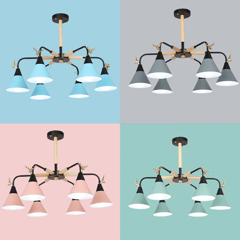 Luminaire suspendu en forme de corne de macaron, luminaire suspendu en métal pour chambre à coucher Clearhalo
