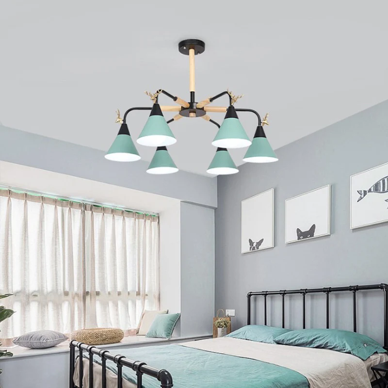 Luminaire suspendu en forme de corne de macaron, luminaire suspendu en métal pour chambre à coucher Clearhalo