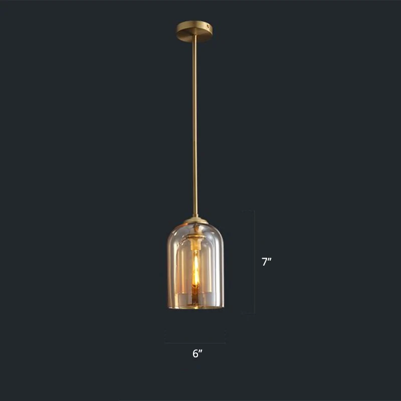 Luminaire suspendu en forme de dôme à 2 abat-jour, verre nordique, éclairage de chevet à 1 lumière Clearhalo