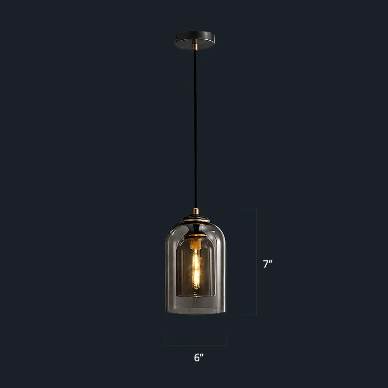 Luminaire suspendu en forme de dôme à 2 abat-jour, verre nordique, éclairage de chevet à 1 lumière Clearhalo