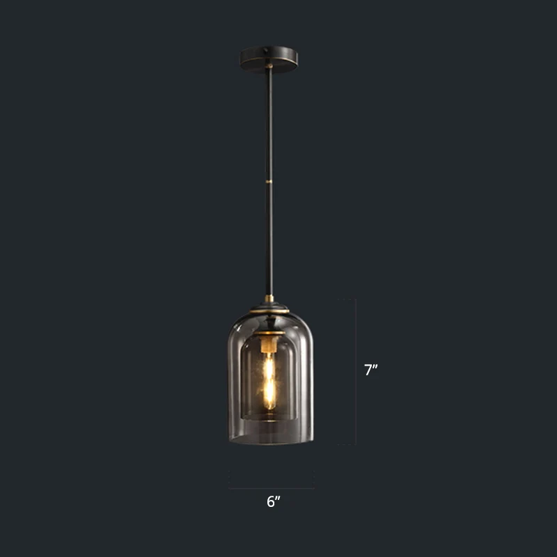 Luminaire suspendu en forme de dôme à 2 abat-jour, verre nordique, éclairage de chevet à 1 lumière Clearhalo