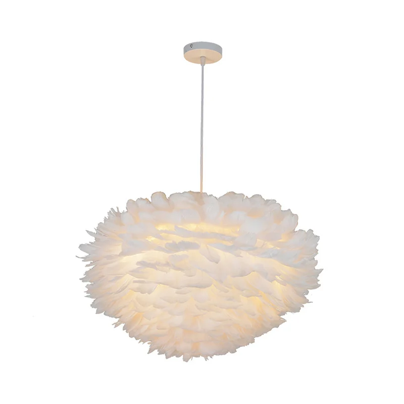 Luminaire suspendu en forme de dôme, lampe à Suspension de plafond blanche à plumes simples pour salle à manger, 12 "/ 16"...