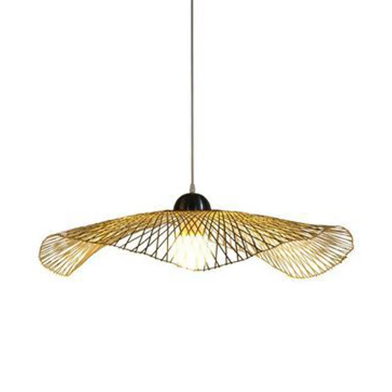 Luminaire suspendu en forme de feuille de lotus asiatique, 1 ampoule en bambou, 14 "/25,5"/41 "de large, luminaire suspend...