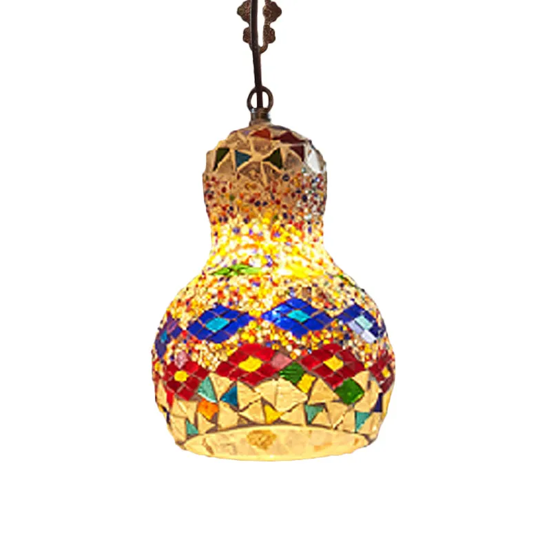 Luminaire suspendu en forme de gourde en verre coupé, luminaire suspendu de plafond pour Restaurant turc à 1 lumière en ja...