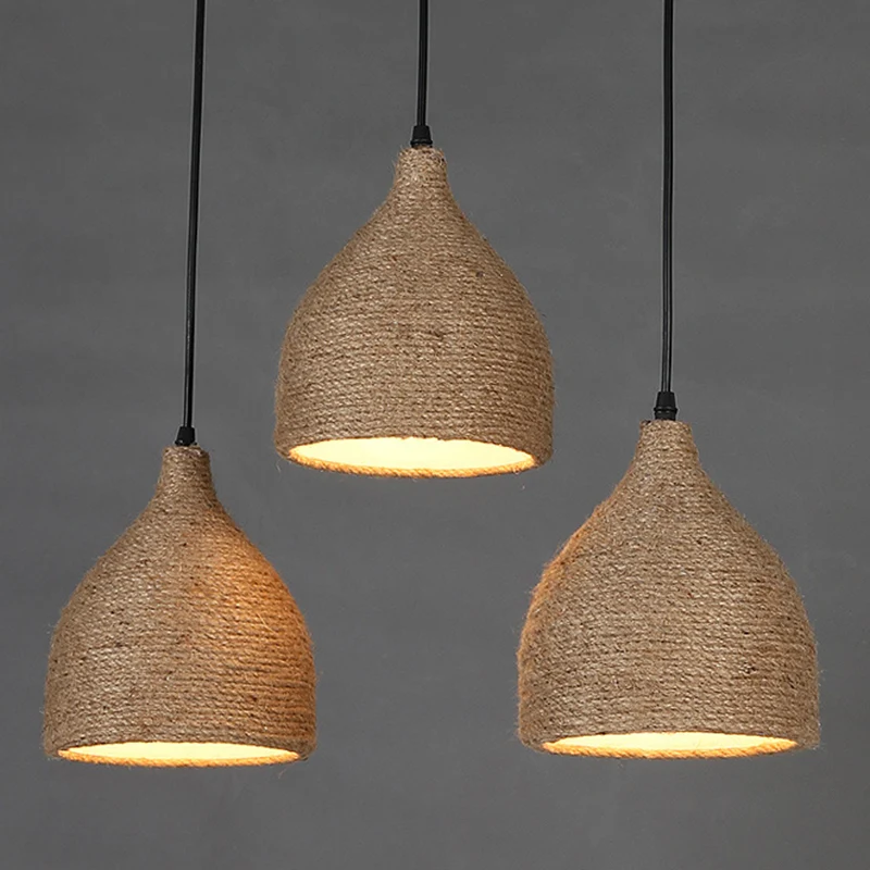 Luminaire suspendu en forme de tasse pour salle à manger, corde industrielle, luminaire suspendu Beige Clearhalo