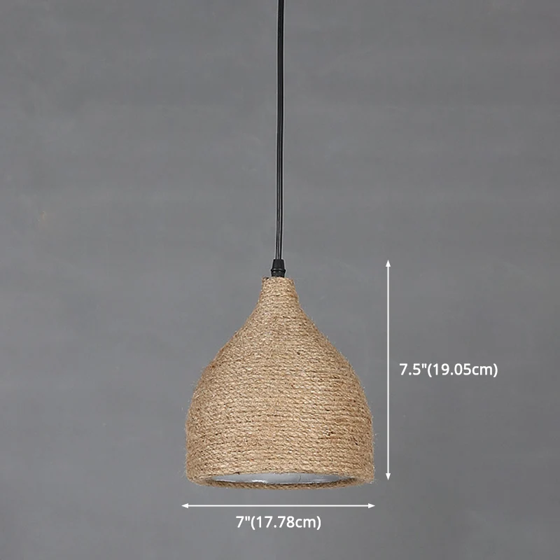 Luminaire suspendu en forme de tasse pour salle à manger, corde industrielle, luminaire suspendu Beige Clearhalo
