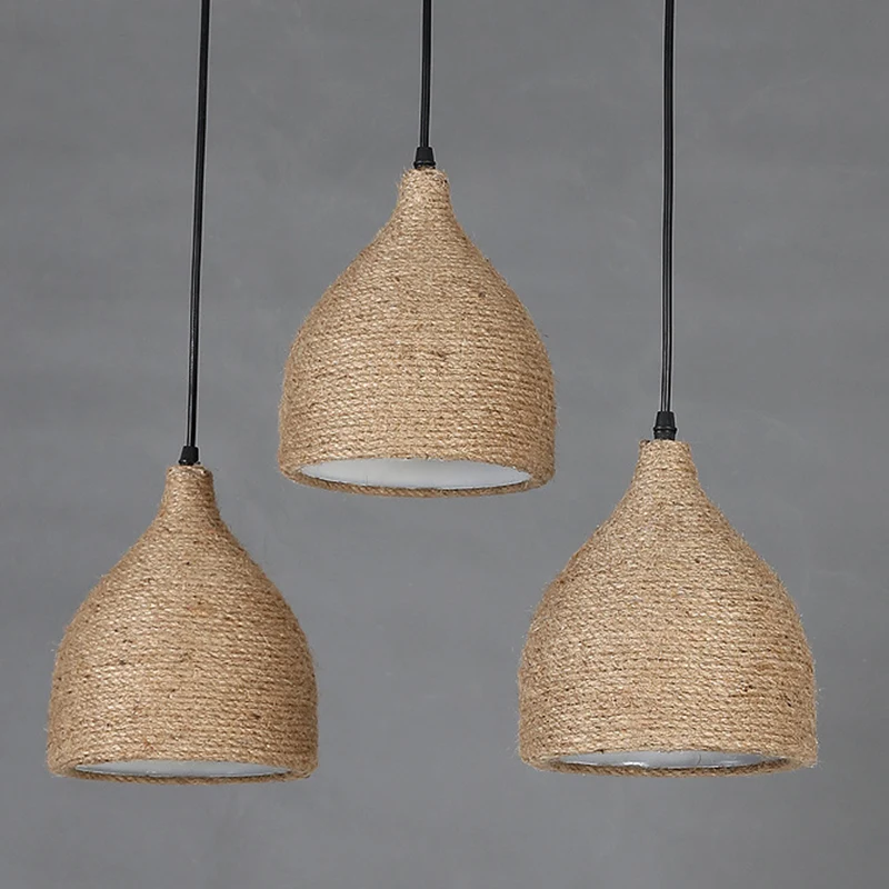 Luminaire suspendu en forme de tasse pour salle à manger, corde industrielle, luminaire suspendu Beige Clearhalo