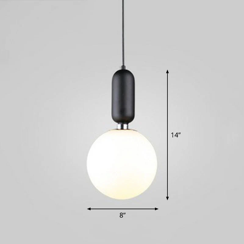 Luminaire suspendu Global à 1 lumière Nordic avec abat-jour en verre opalin Clearhalo
