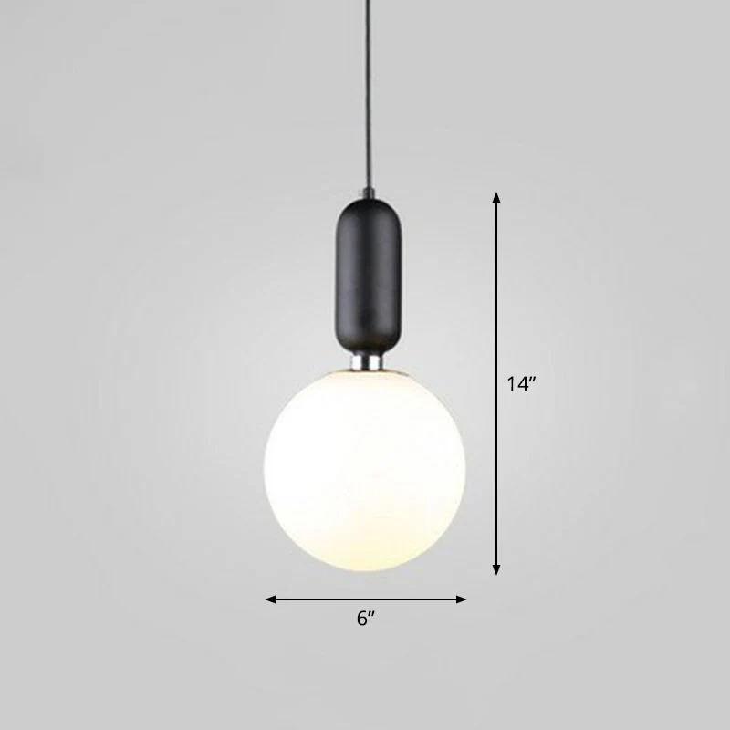 Luminaire suspendu Global à 1 lumière Nordic avec abat-jour en verre opalin Clearhalo