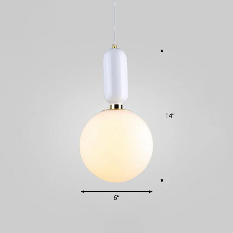 Luminaire suspendu Global à 1 lumière Nordic avec abat-jour en verre opalin Clearhalo