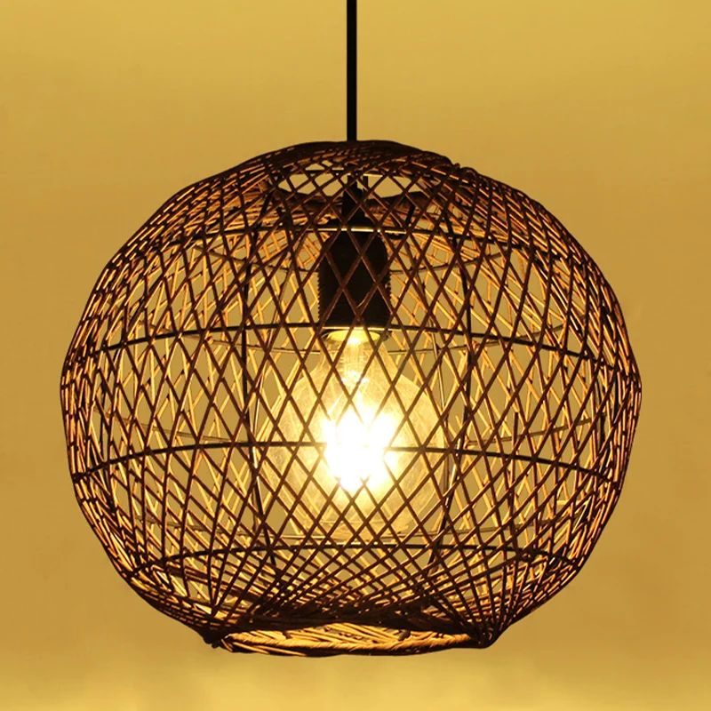 Luminaire suspendu Globe en bambou, plafonnier moderne à 1 lumière pour l'intérieur Clearhalo