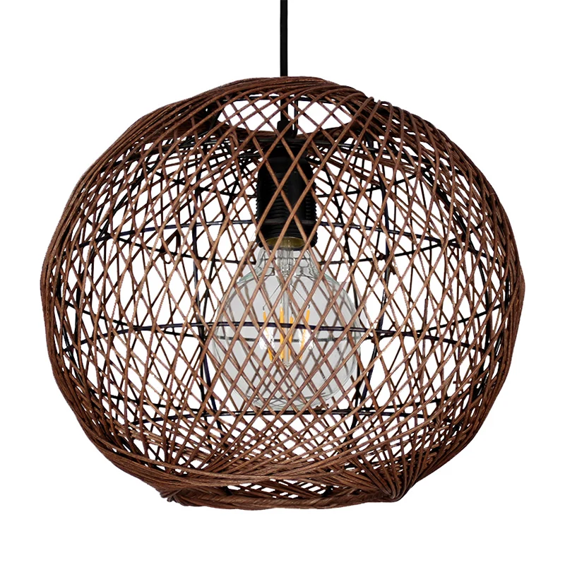 Luminaire suspendu Globe en bambou, plafonnier moderne à 1 lumière pour l'intérieur Clearhalo