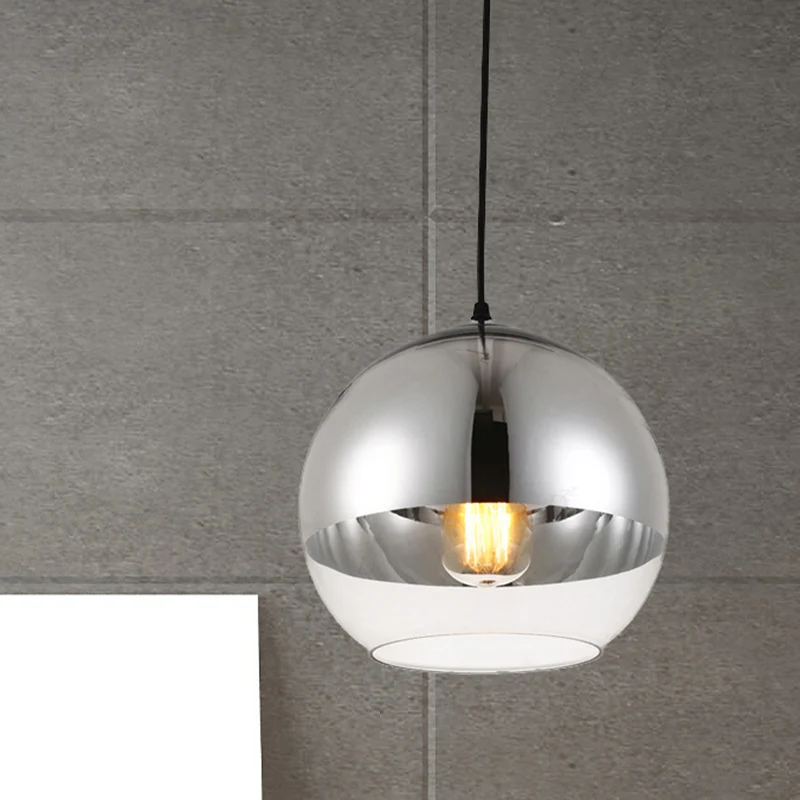 Luminaire suspendu globe vintage en argent et verre transparent, lampe suspendue à 1 tête pour chambre à coucher, 6"/8"/10...