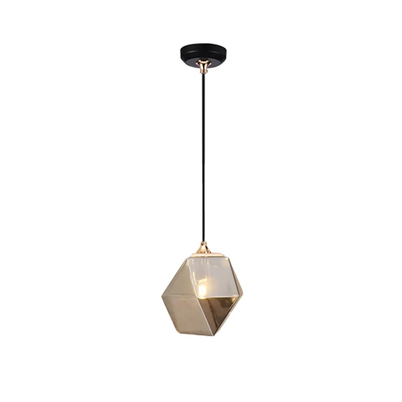 Luminaire suspendu géométrique en verre moderne, 1 lampe suspendue gris clair/ambre Clearhalo