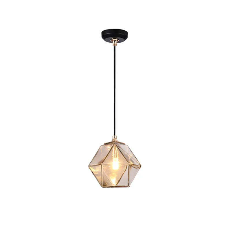 Luminaire suspendu géométrique en verre moderne, 1 lampe suspendue gris clair/ambre Clearhalo