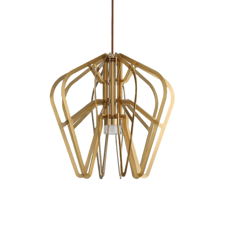 Luminaire suspendu à LED postmoderne en métal en forme de couronne en or Clearhalo