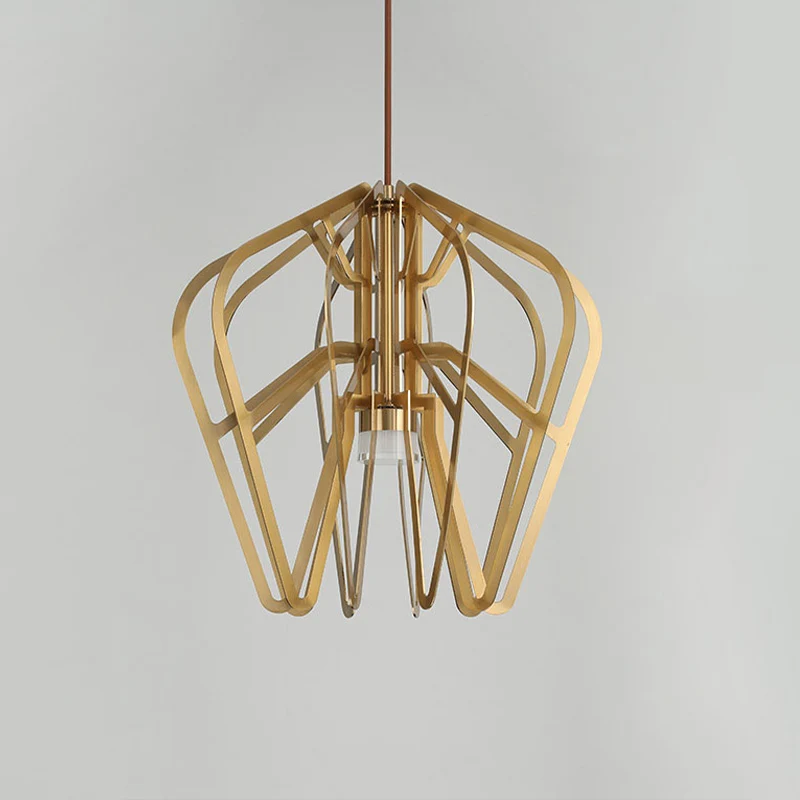 Luminaire suspendu à LED postmoderne en métal en forme de couronne en or Clearhalo